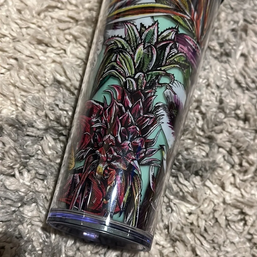 Rare Starbucks Tropical Floral Teal 24 oz Tumbler